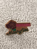 Pin's publicitaire vintage Roseraies Maurylise émaillé, badge ancien fleur (Ref
