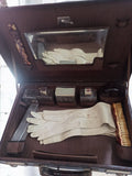 Trousse de toilette ancienne vintage, set de voyage rétro avec accessoires
