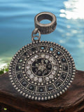 Pendentif rond métal style créateur vintage motif strass rétro bohème