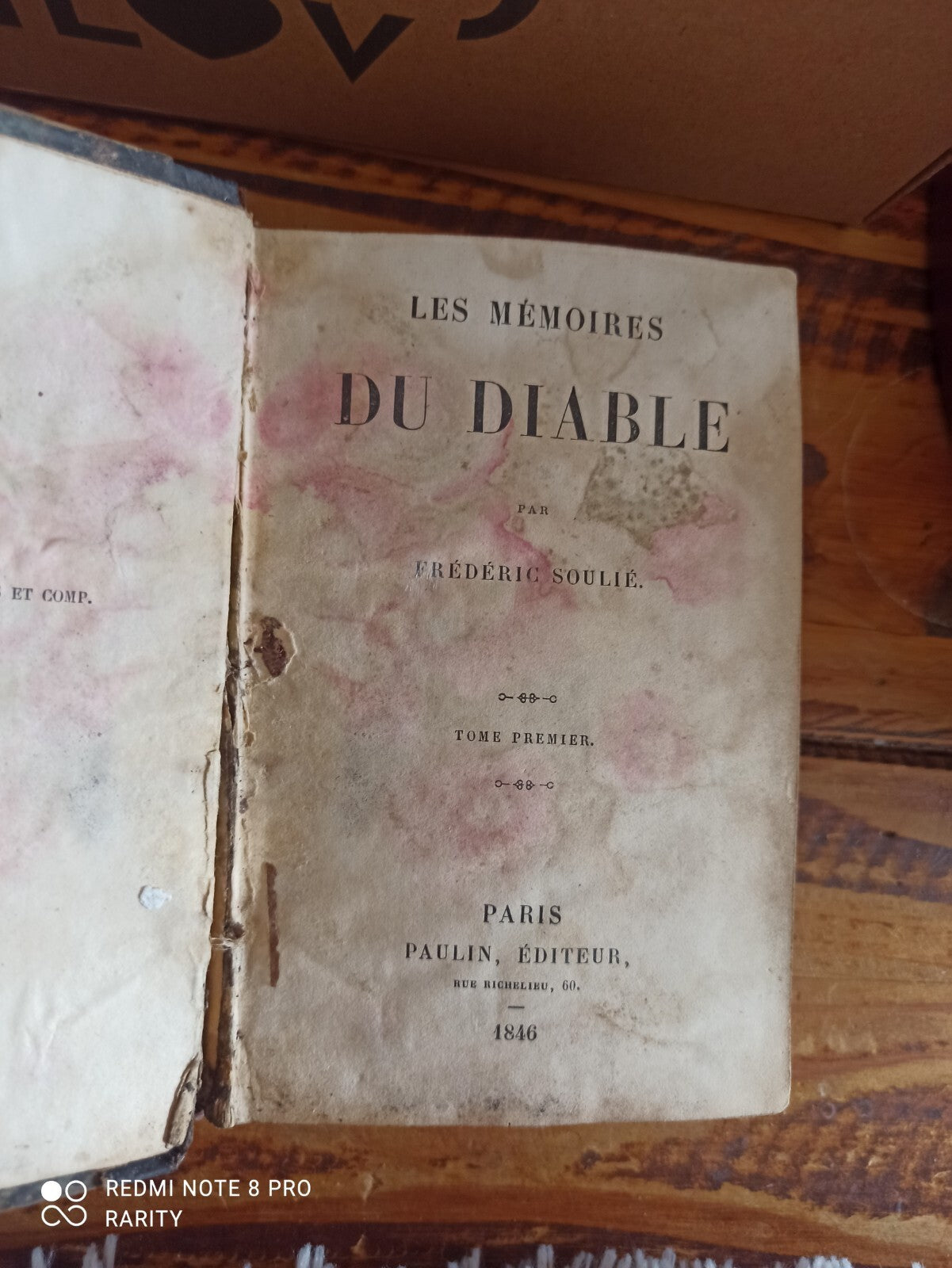 Livre ancien Les Mémoires du Diable F. Soulié Tome I 1846 reliure d'époque