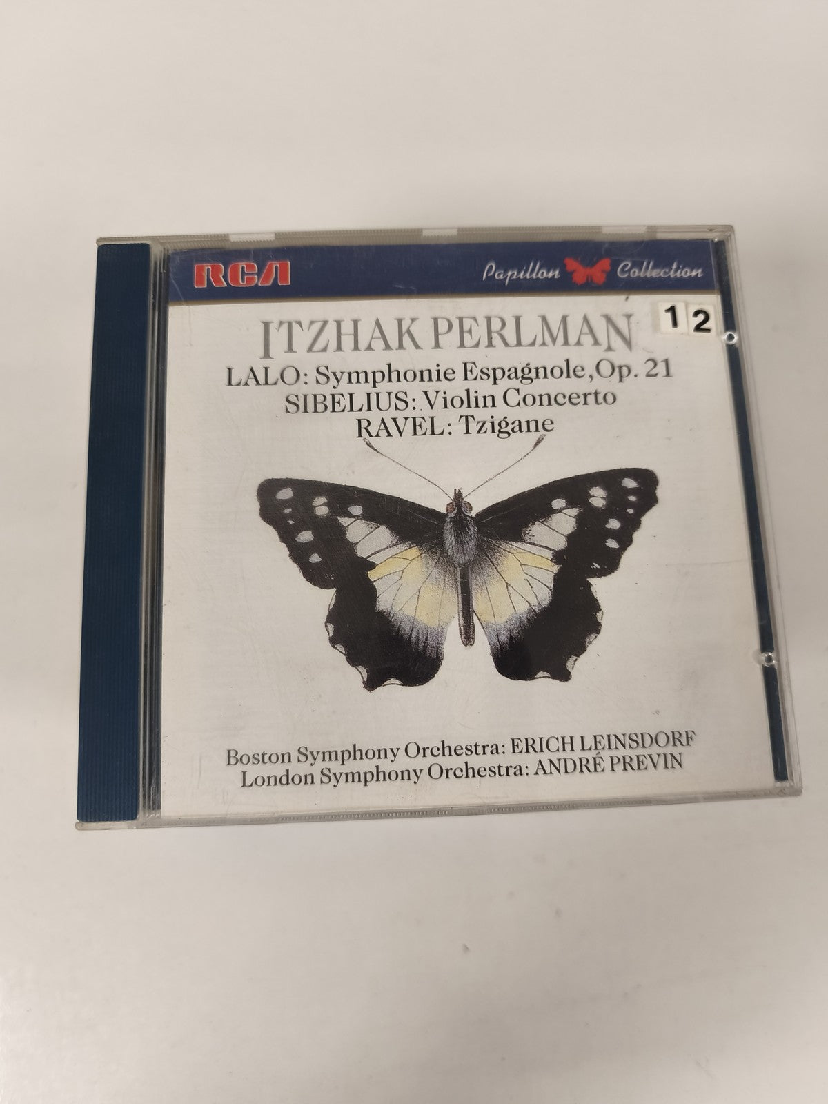 CD Itzhak Perlman Symphonie Espagnole Sibelius Ravel Tzigane Papillon RCA