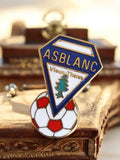 Pin's vintage AS BLANC Vieux-Thann football émaillé bleu rouge rétro badge