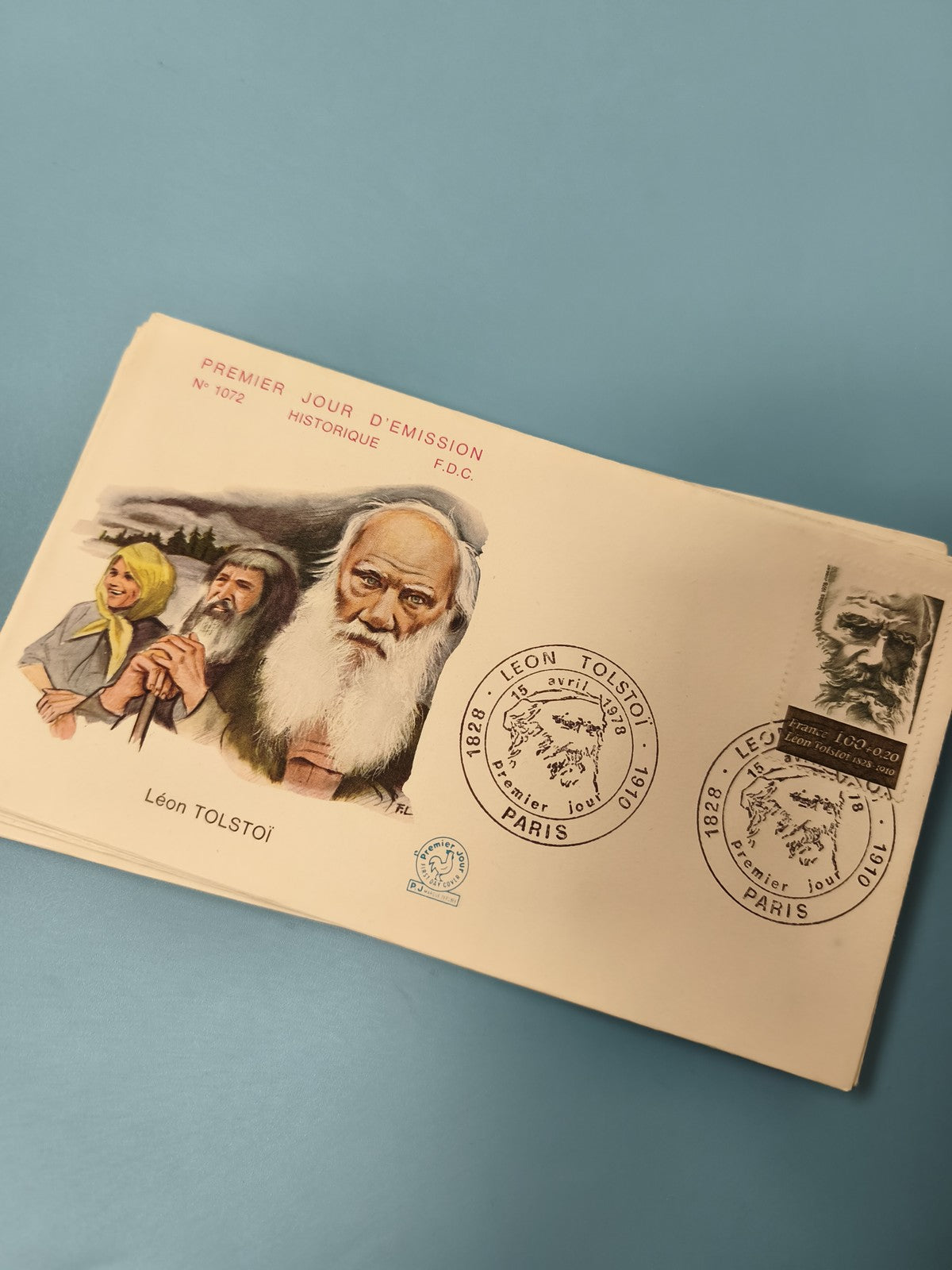 Enveloppe FDC premier jour d?émission Léon Tolstoï illustration timbre Paris