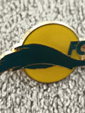 Pin's vintage FC, émail jaune et bleu, motif animal stylisé, badge ancien (Ref 1