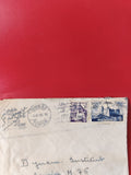 Enveloppe philatélie affranchie Tunisie avec timbres, cachets visibles