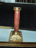 Bougeoir colonne laiton marbre rouge décor XIXe style Empire