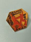 Vintage pin's snack bar Los Flamencos restaurant danseurs orange (Ref 19)