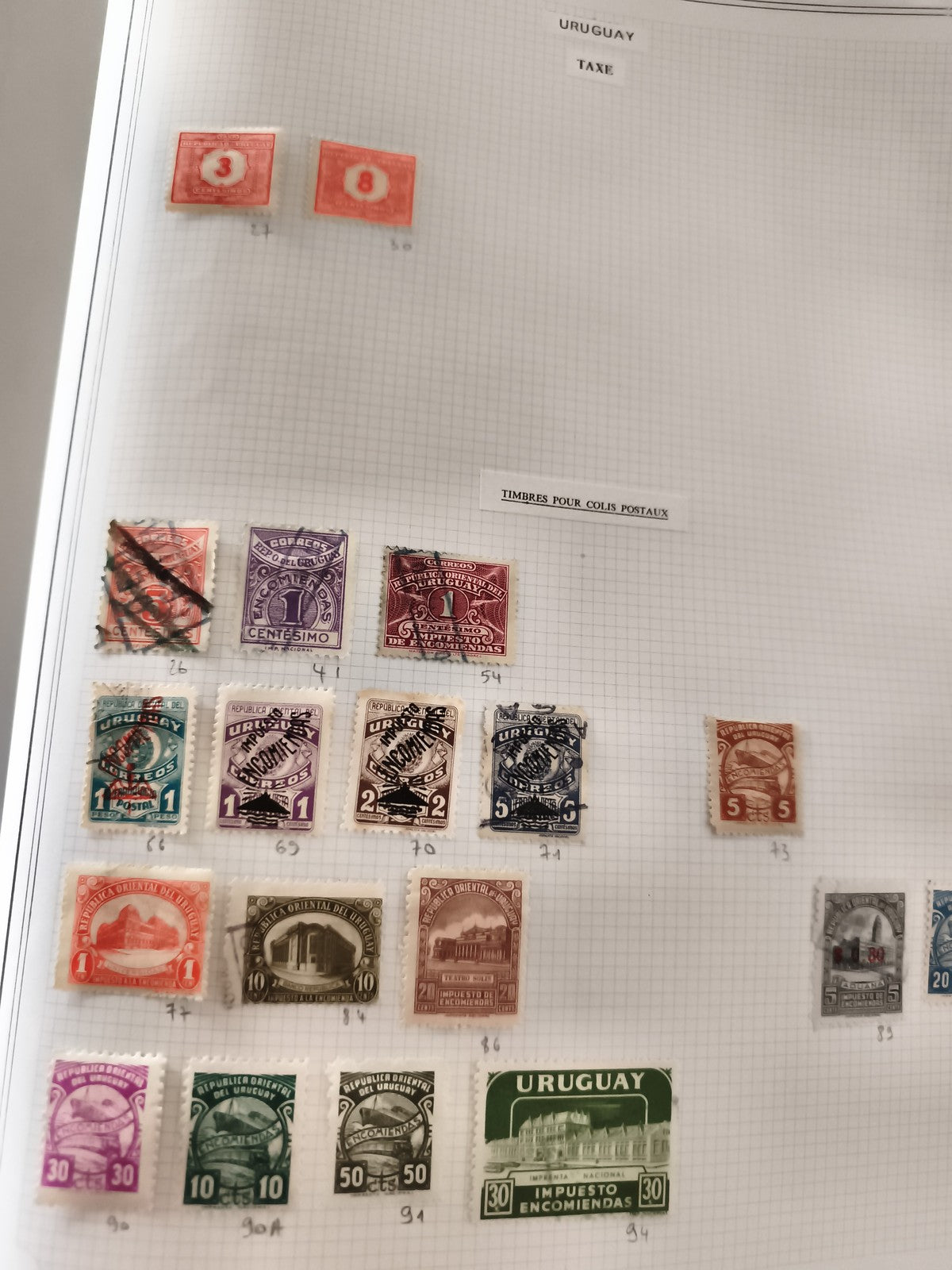 Lot anciens timbres Uruguay taxe et colis postaux oblitérés et neufs