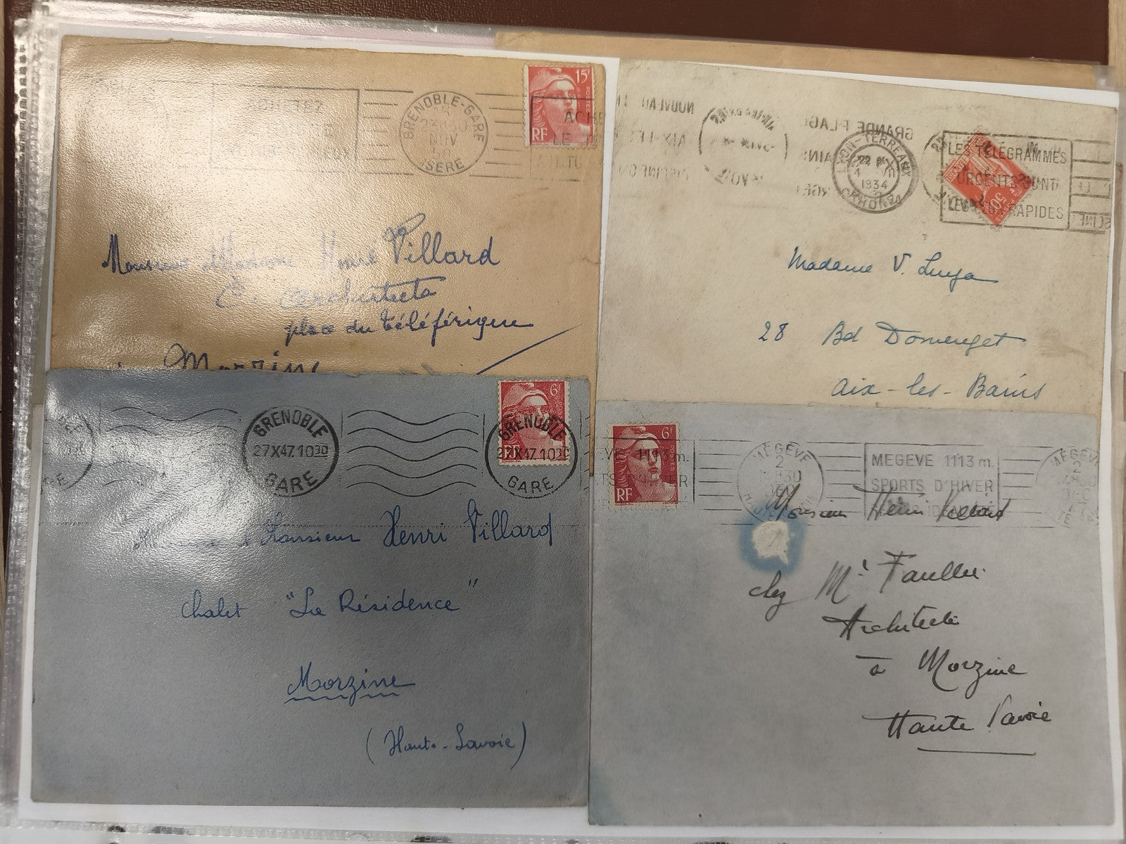 Lot anciennes enveloppes philatélie France années 1930, cachets visibles, timbre