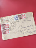 Enveloppe philatélie oblitérée Tunisie timbres multicolores cachets visibles