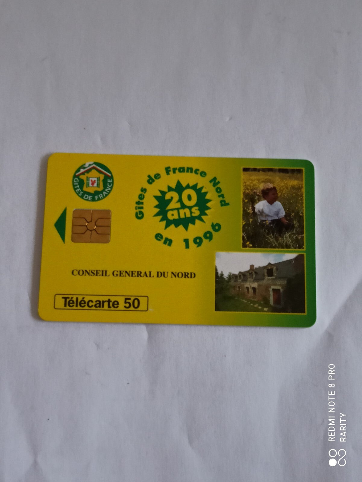 Carte téléphonique Gîtes de France Nord 20 ans 1996 vintage Télécarte 50 unités