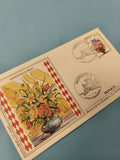 Ancienne enveloppe FDC Monaco composition de roses timbre 1985 illustrée