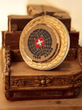Broche vintage suisse football VSSS ASCMS, laurier doré, emblème rétro
