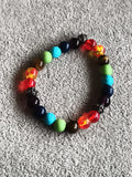 Bracelet perles multicolores pierres naturelles style élastique, bijou fantaisie