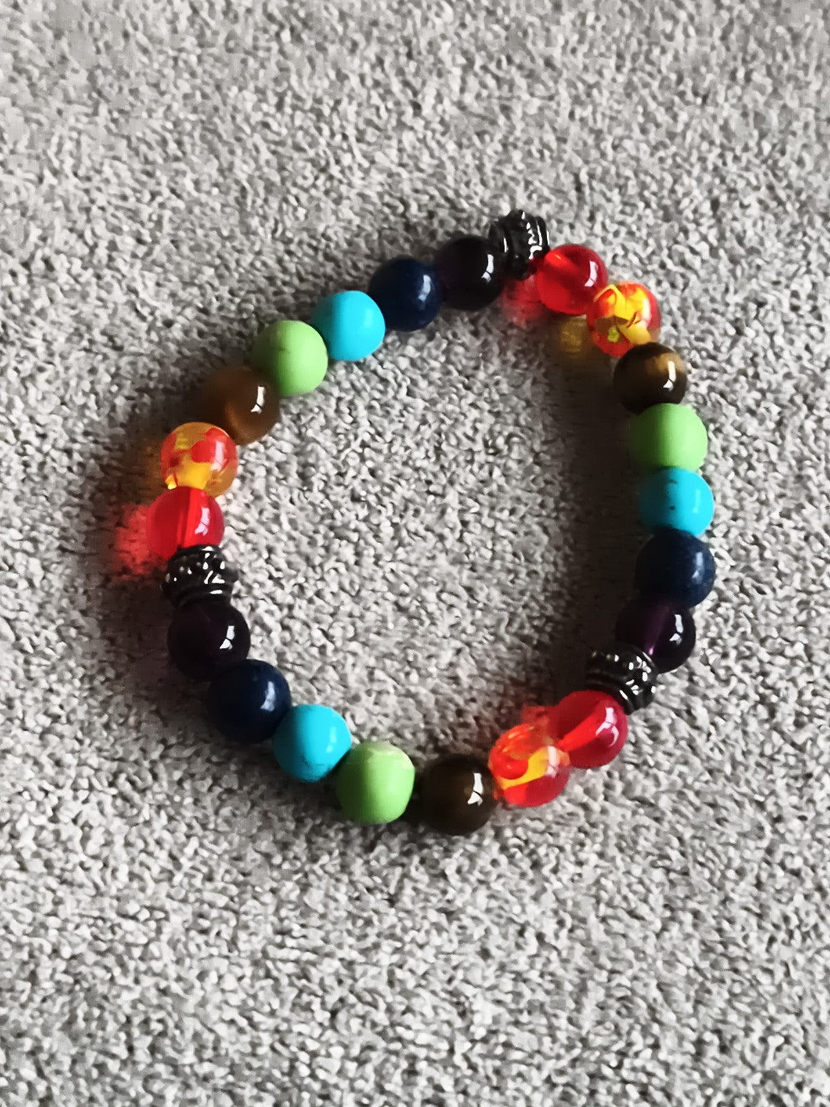 Bracelet perles multicolores pierres naturelles style élastique, bijou fantaisie