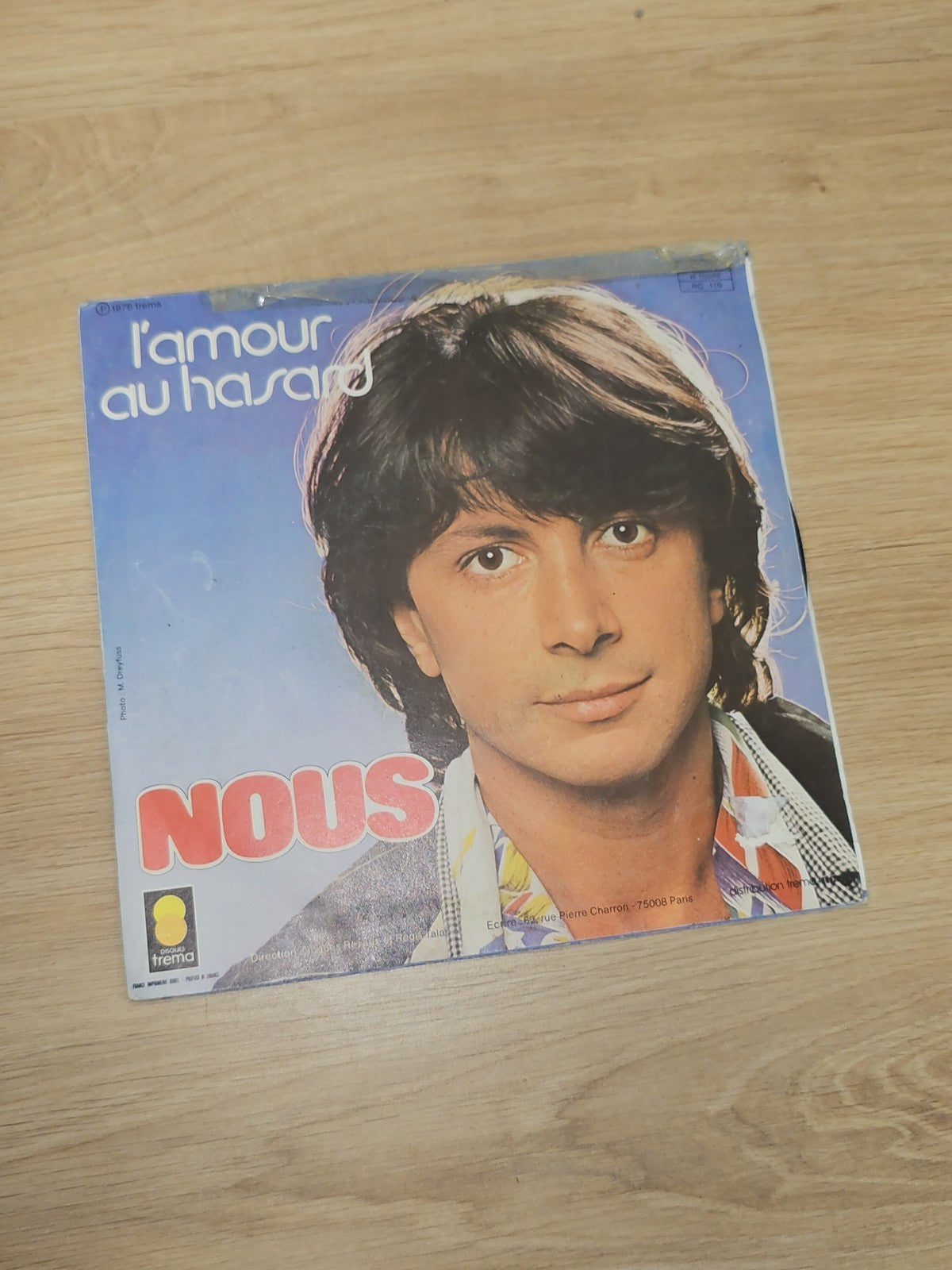 Vintage disque vinyle 45 tours ancien "L'amour au hasard" collection rétro