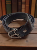 Ceinture homme vintage cuir noir Yves, boucle métal, fabrication française