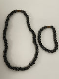 Collier et bracelet perles hématite noir brillant fermoir magnétique