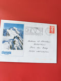 Enveloppe philatélie Chamonix Mont Blanc avec timbre Marianne et cachet postal