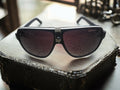 Lunettes de soleil Carrera vintage noires, monture aviateur, logo G rétro