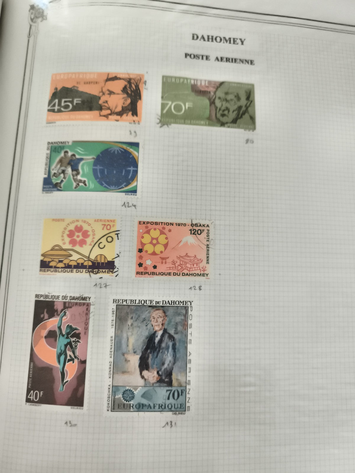 Timbres Dahomey Poste Aérienne thématiques Euroafrique Osaka football
