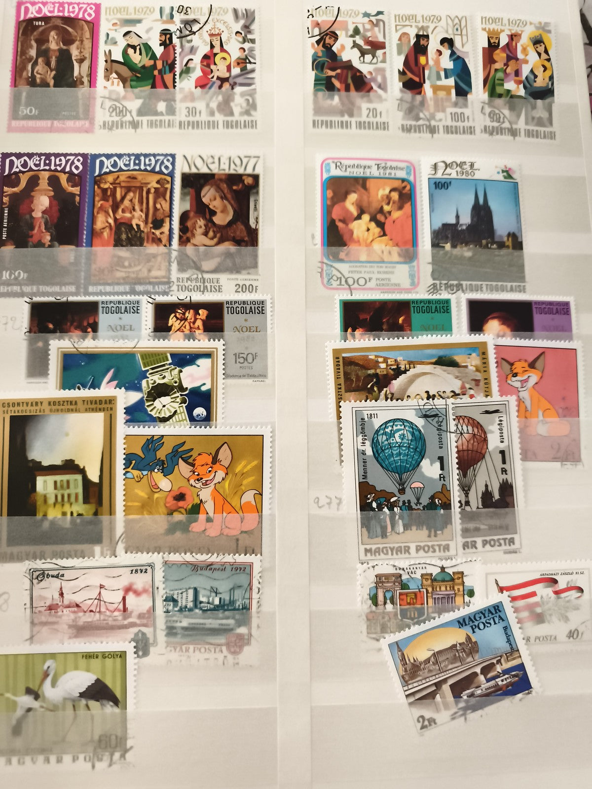 Timbres République Togolaise Noël 1970-1980 + Magyar Posta Hongrie thématiques