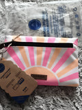 Trousse Cabaia pochette medium motif soleil rose orange 18 cm neuve