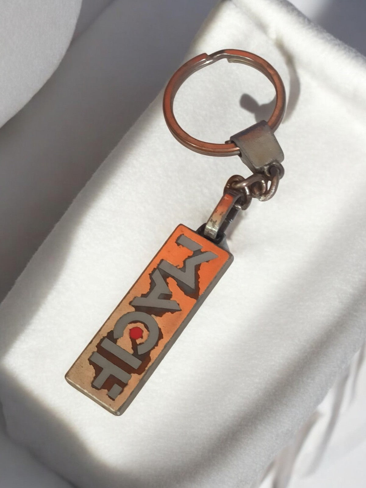 Porte-clés ancien MACIF publicitaire vintage rétro orange assurance rare