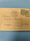 Ancienne carte postale France timbres oblitérés 1904 philatélie Ardennes