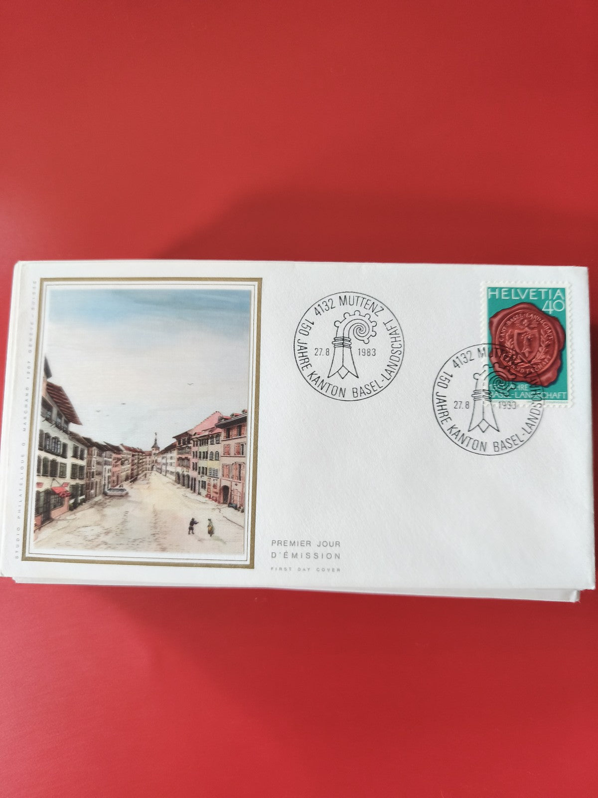 Enveloppe philatélie Suisse Premier Jour, timbre Helvetia 40, illustration urbai