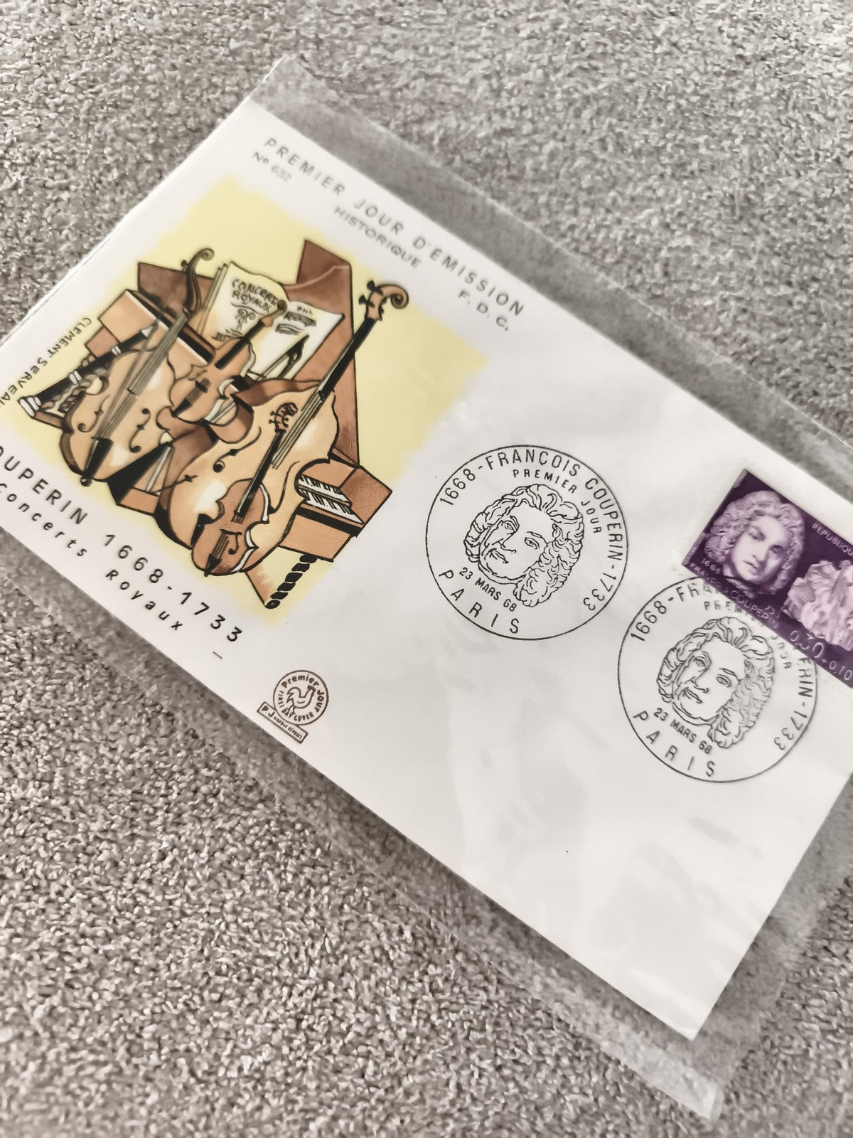 Premier jour d'émission FDC François Couperin 1968 Paris enveloppe philatélie