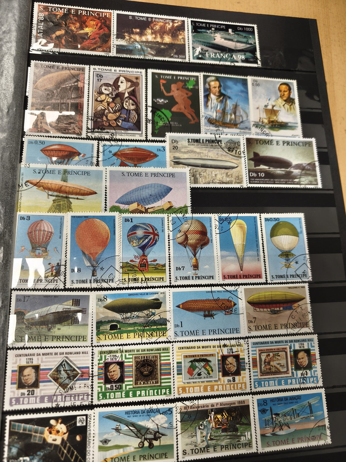 Lot de timbres S. Tomé e Príncipe, thématique aéronautique et personnages, multi