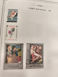 Timbres Yémen République 1990, lot oblitérés, art, fleurs, 4 valeurs