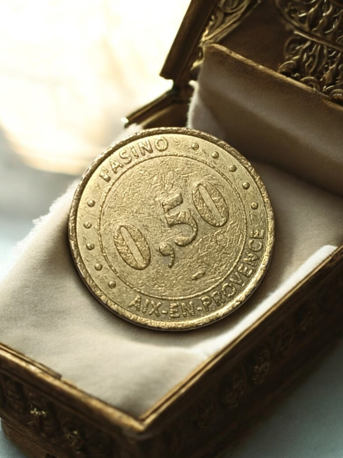 Jeton de casino vintage métal Pasino Aix-en-Provence 0,50 ancien token