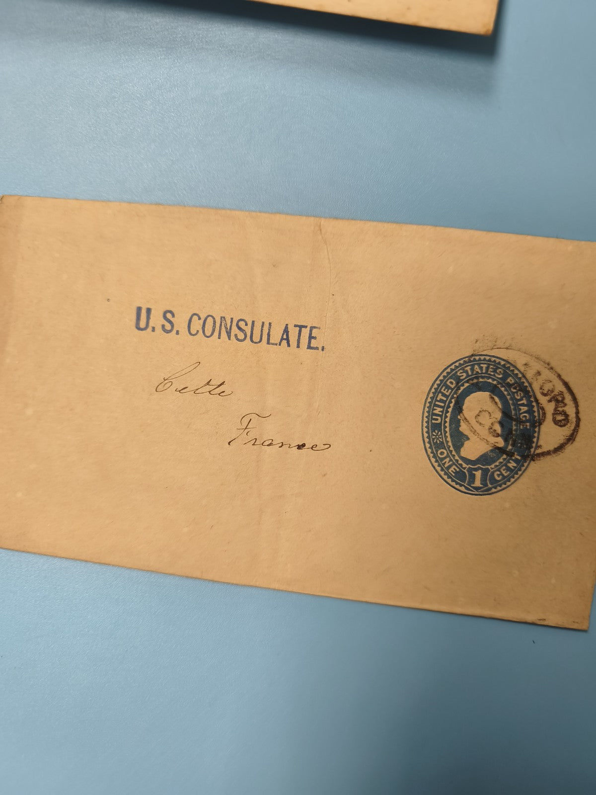 Ancienne enveloppe oblitérée U.S. Consulate fin XIXe philatélie vintage (Ref 9)