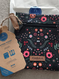 Pochette latérale Cabaia noire fleurs 15 cm sac amovible accessoire neuf