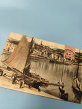 Carte postale ancienne animée Menton Le Port LL timbre visible vintage
