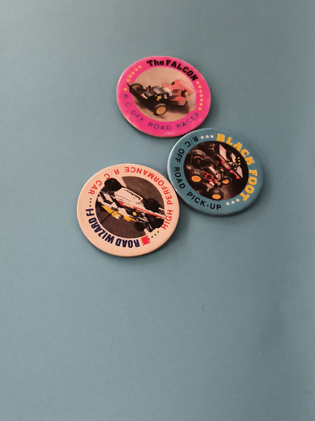 Pogs vintage voitures RC années 90 lot x3 Menko, The Falcon Black Foot