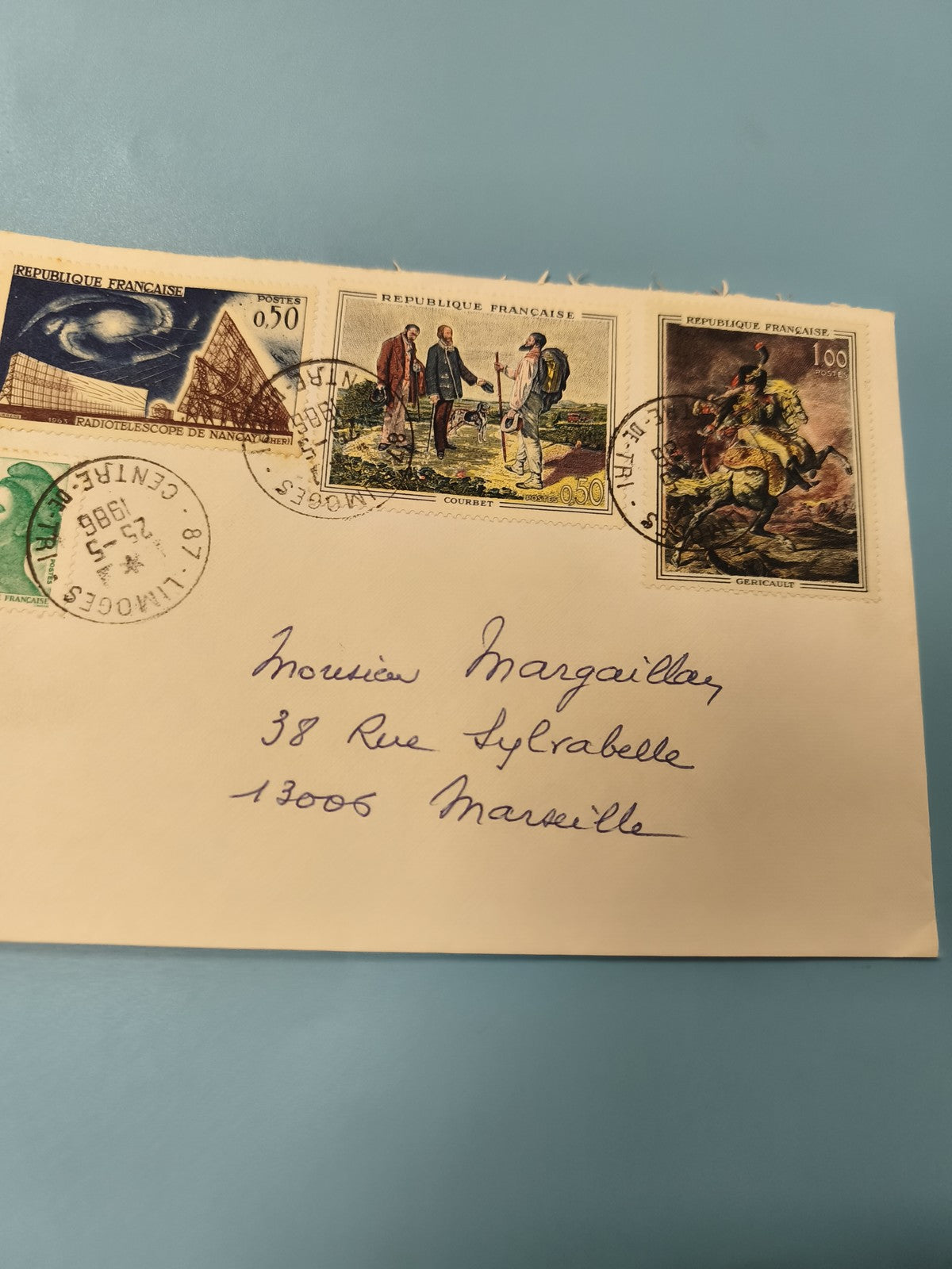 Ancienne enveloppe timbrée oblitérée France philatélie, années 1960, art & scien