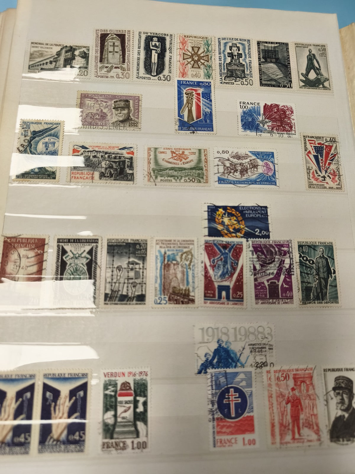 Lot anciens timbres oblitérés France, thématique historique, collection philatél