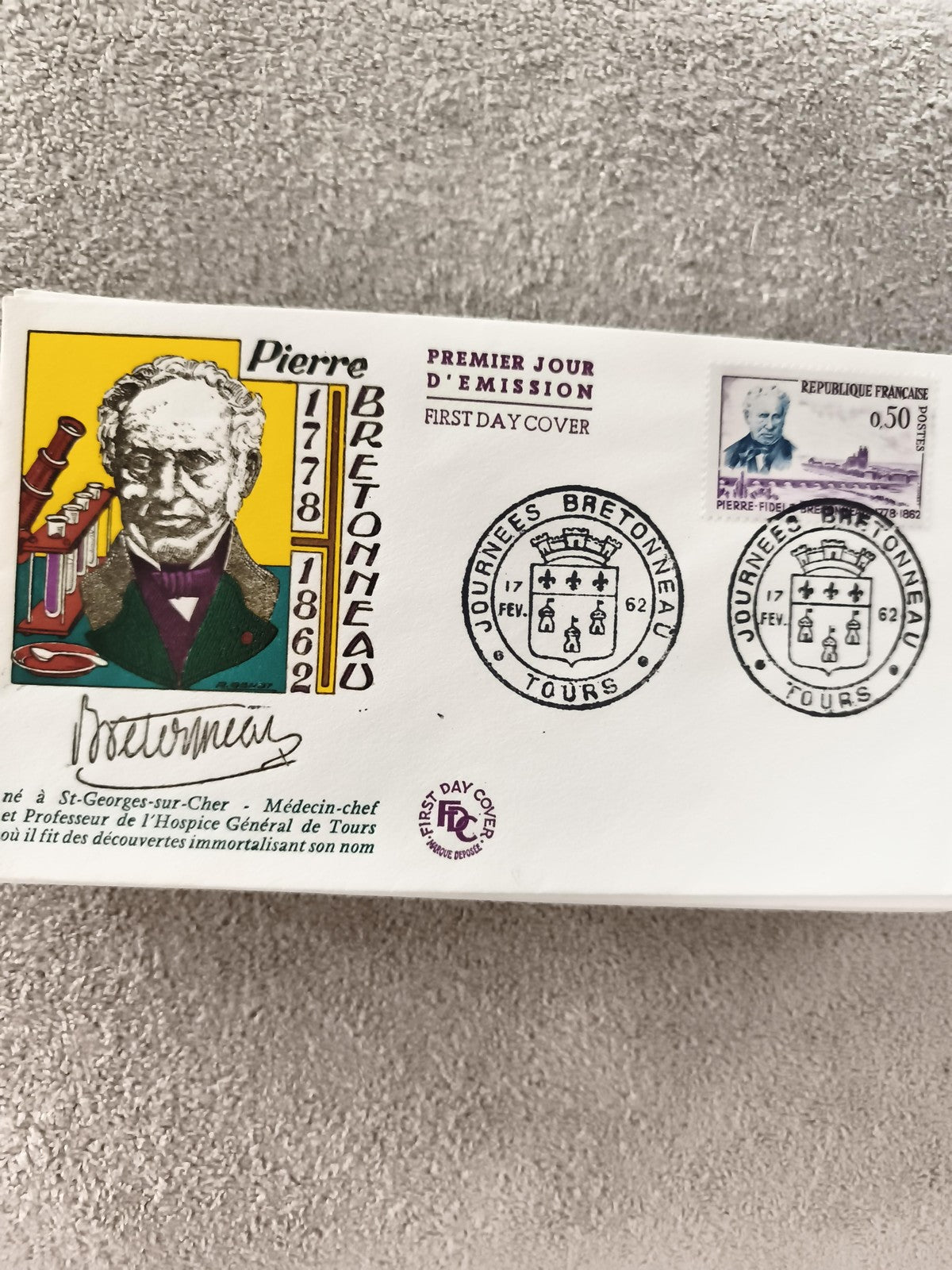 Lettre Premier Jour Pierre Bretonneau 1978 FDC ancien philatélie Tours