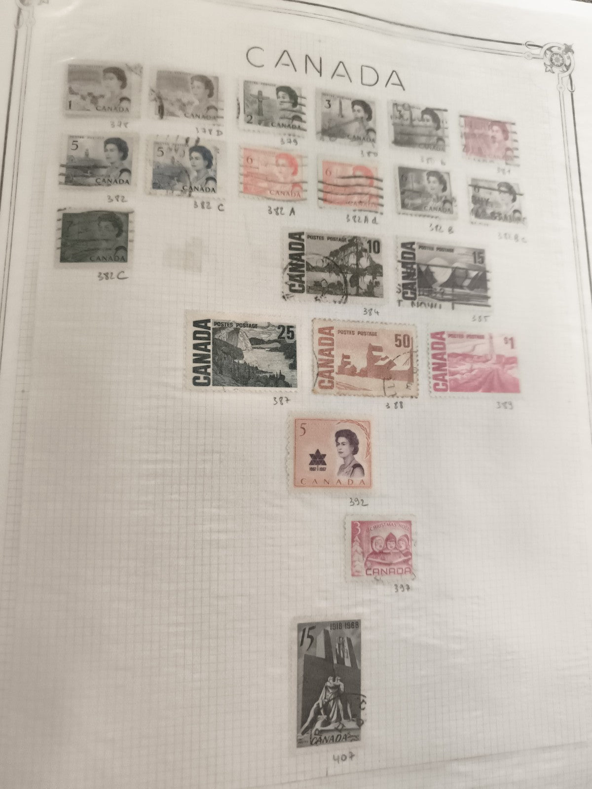 Timbres anciens Canada lot Queen Elizabeth II usagés philatélie vintage