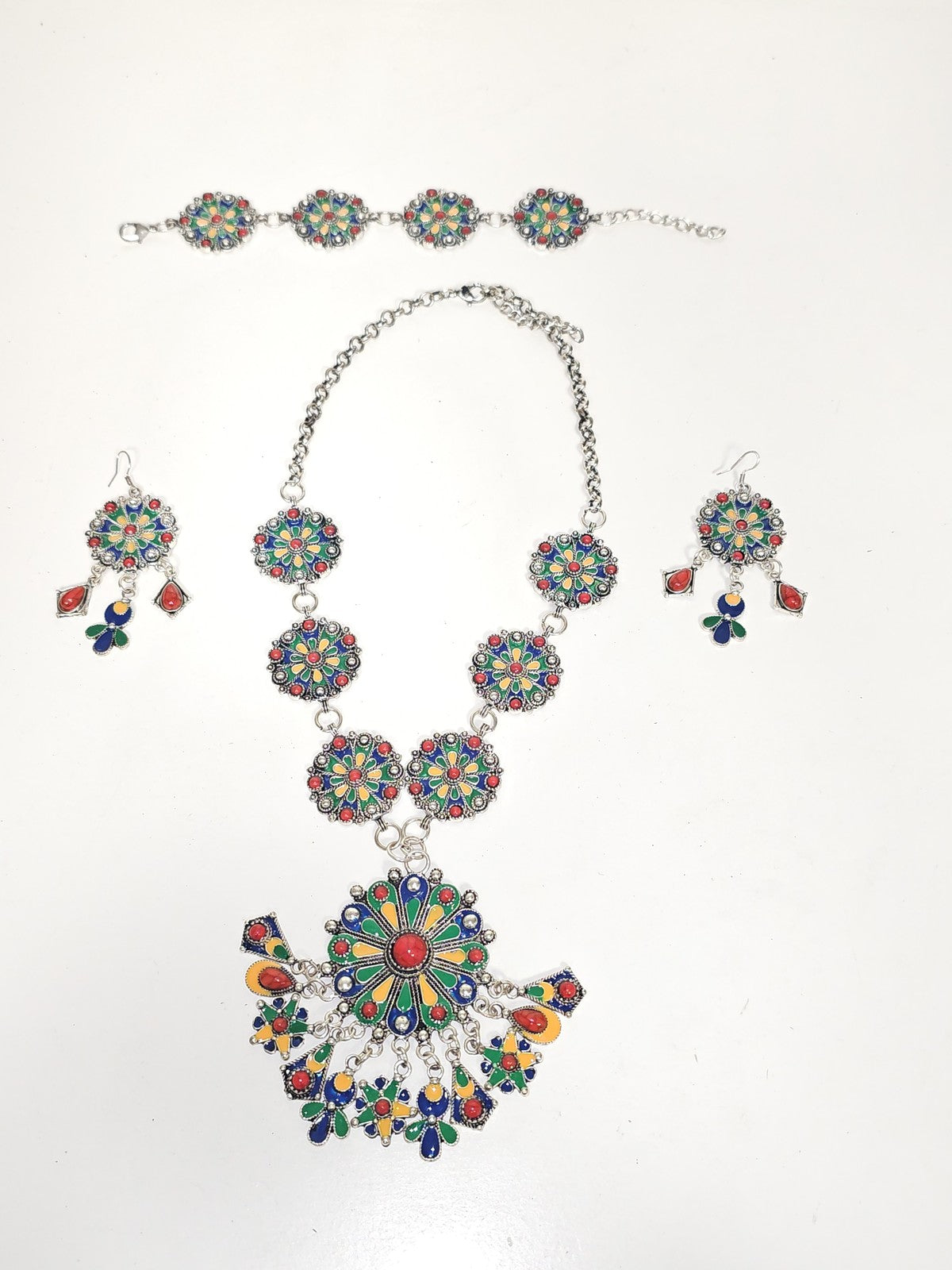 Parure ancienne fantaisie style berbère vintage, bijoux ethniques d'occasion