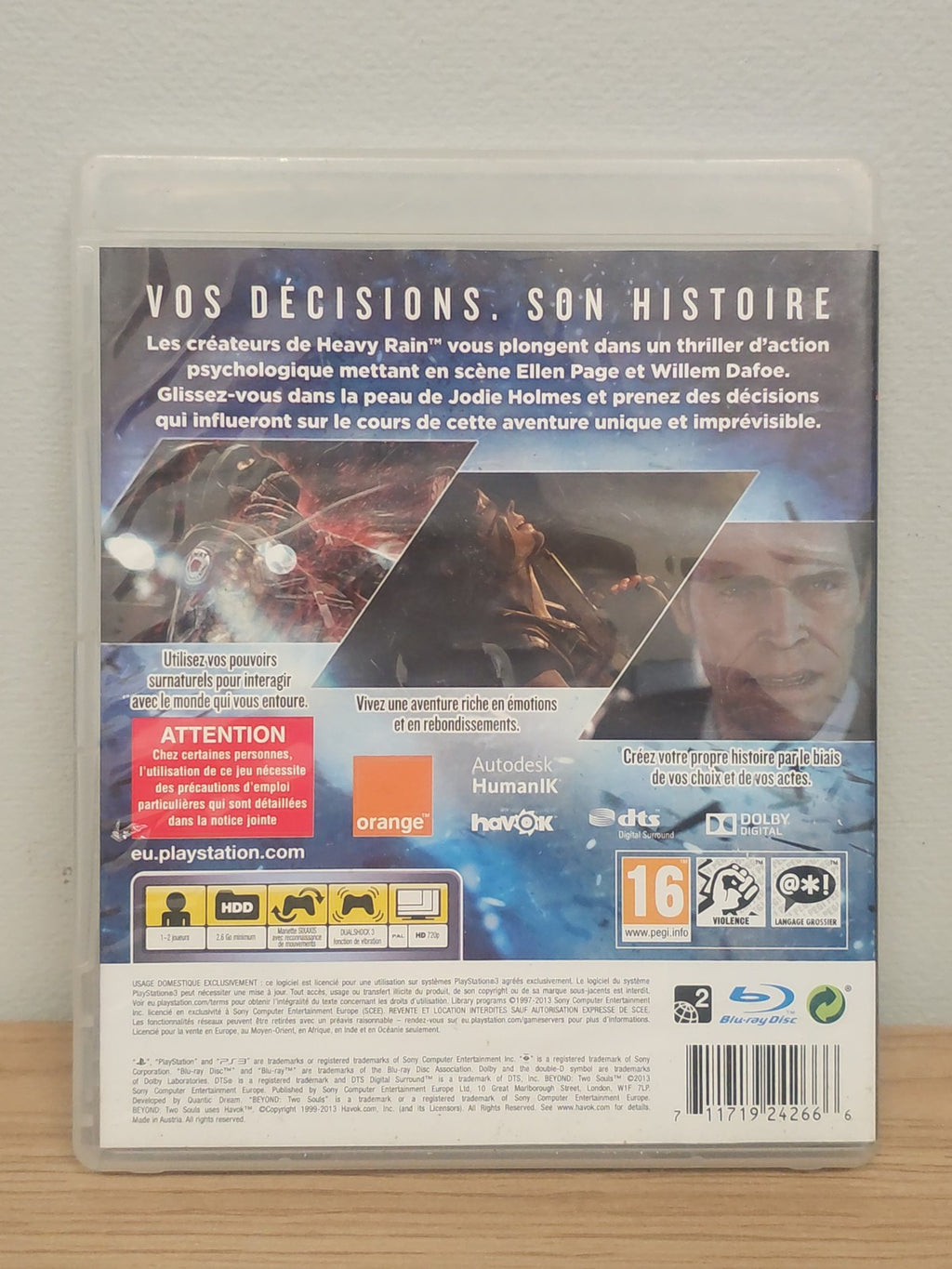 Beyond Two Souls pour PS3 - Jeu Vidéo Sony, Bon État, Version Française