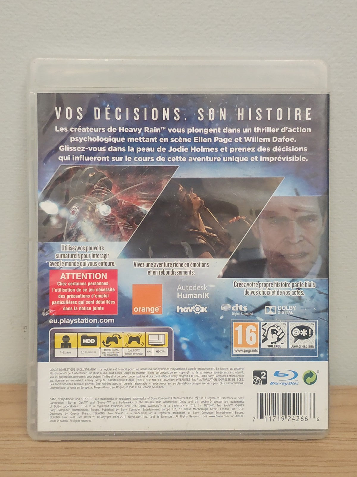 Beyond Two Souls pour PS3 - Jeu Vidéo Sony, Bon État, Version Française
