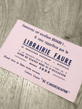 Buvard publicitaire ancien Librairie Faure Marseille années 50 vintage papeterie