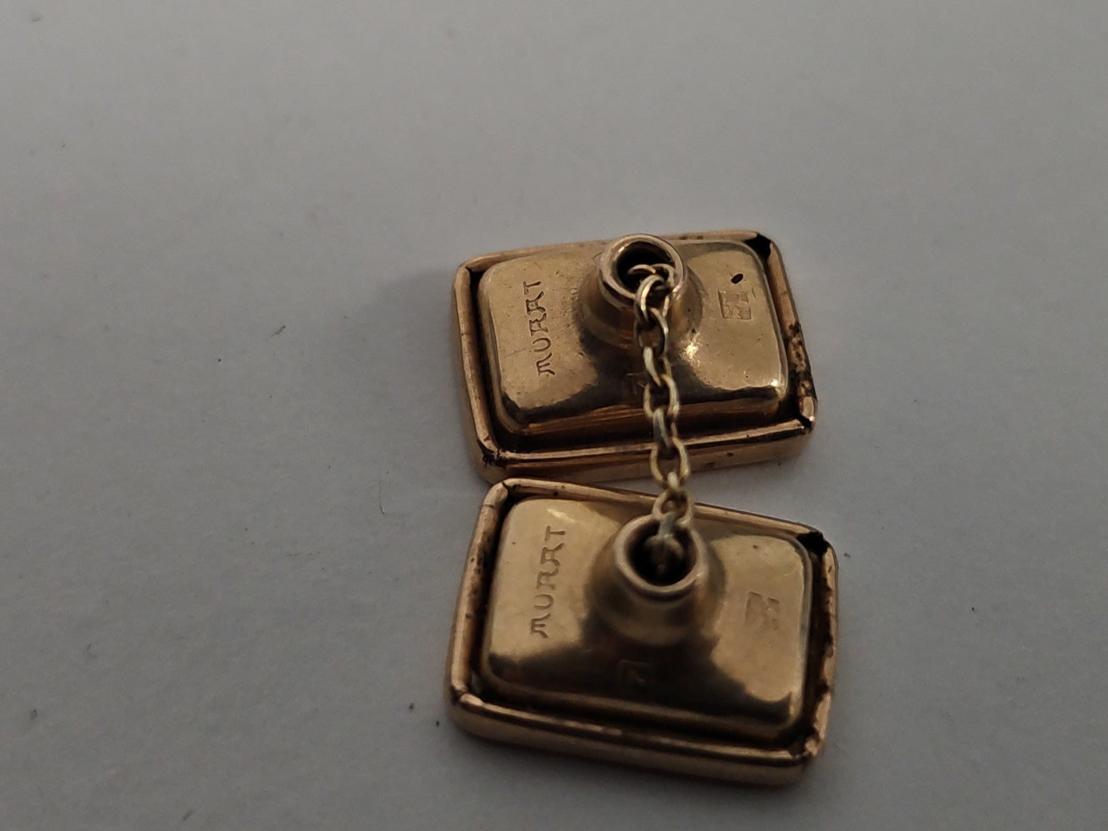 Paire de boutons de manchette vintage fantaisie, ancien style rétro plaqué or