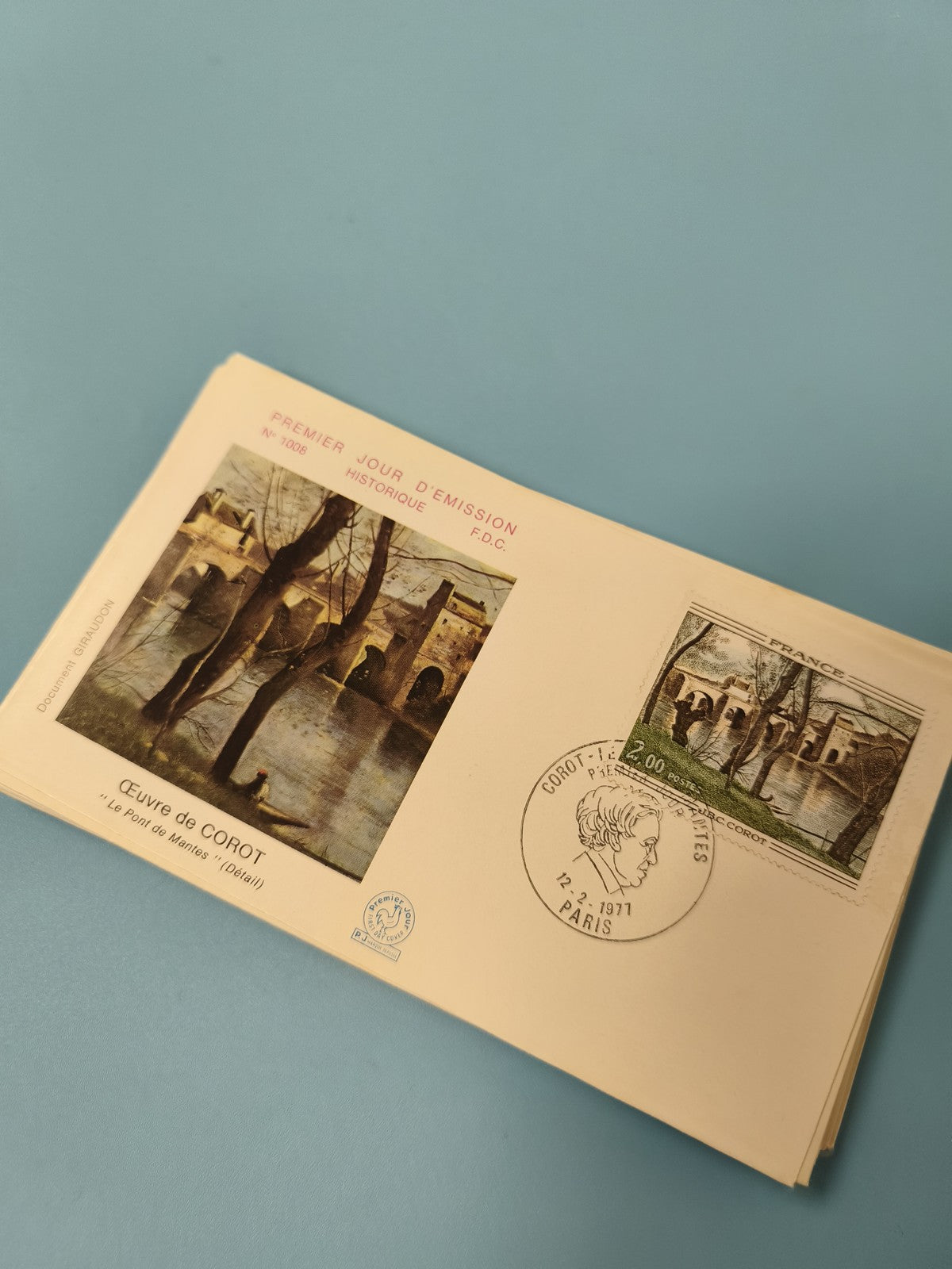 Enveloppe FDC Premier Jour d?Émission Corot 1971 timbre illustré paysage