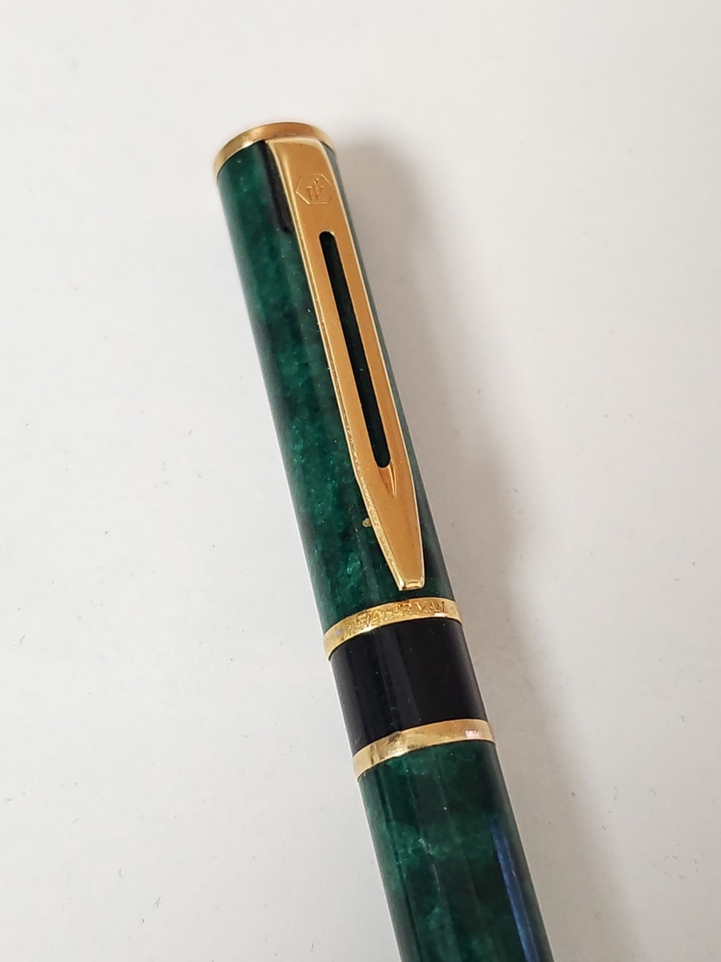 Waterman stylo roller vert marbré écriture fluide design élégant d'occasion