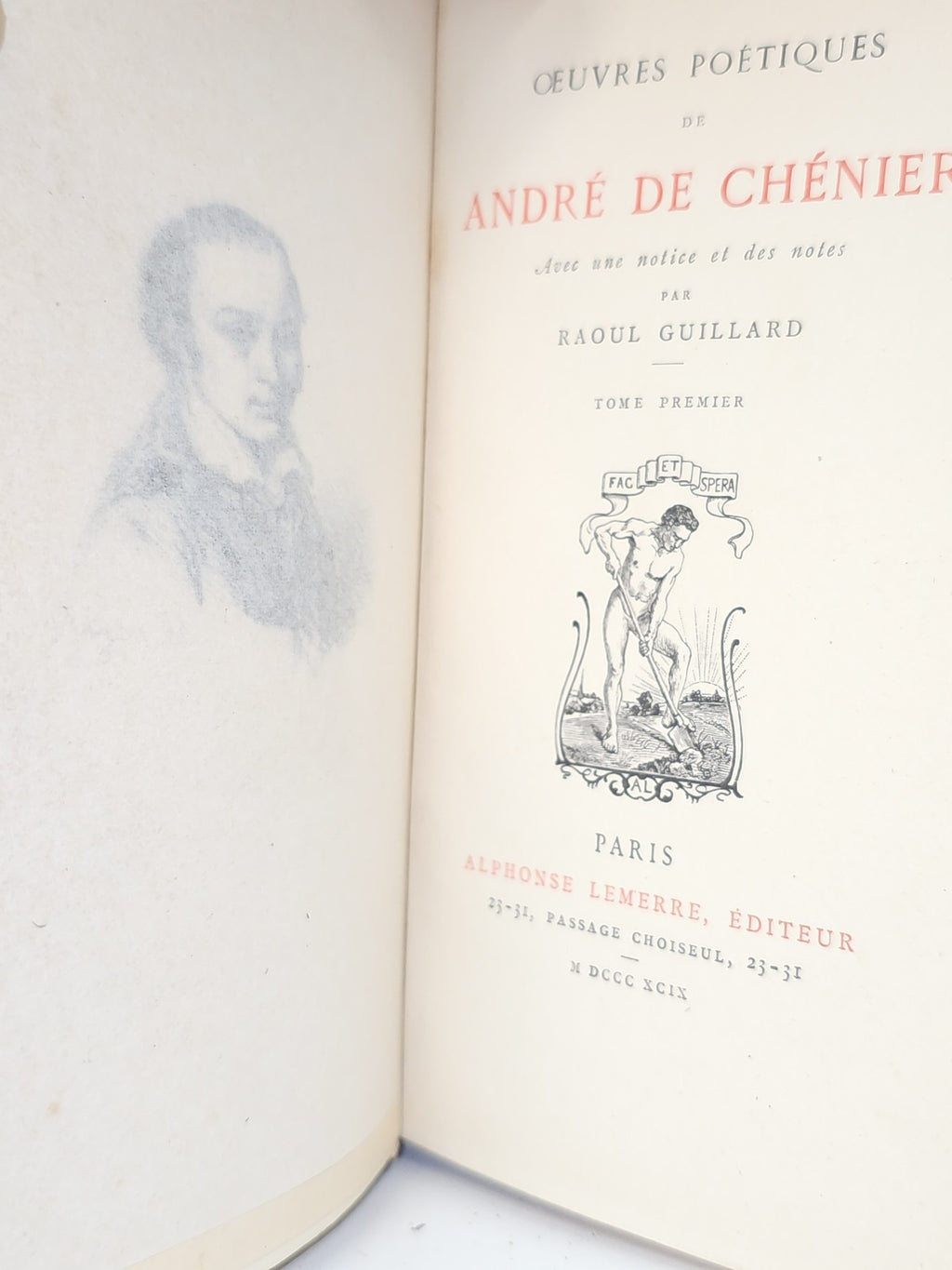 Livre ancien poésie André de Chénier 1849 édition vintage collection rare